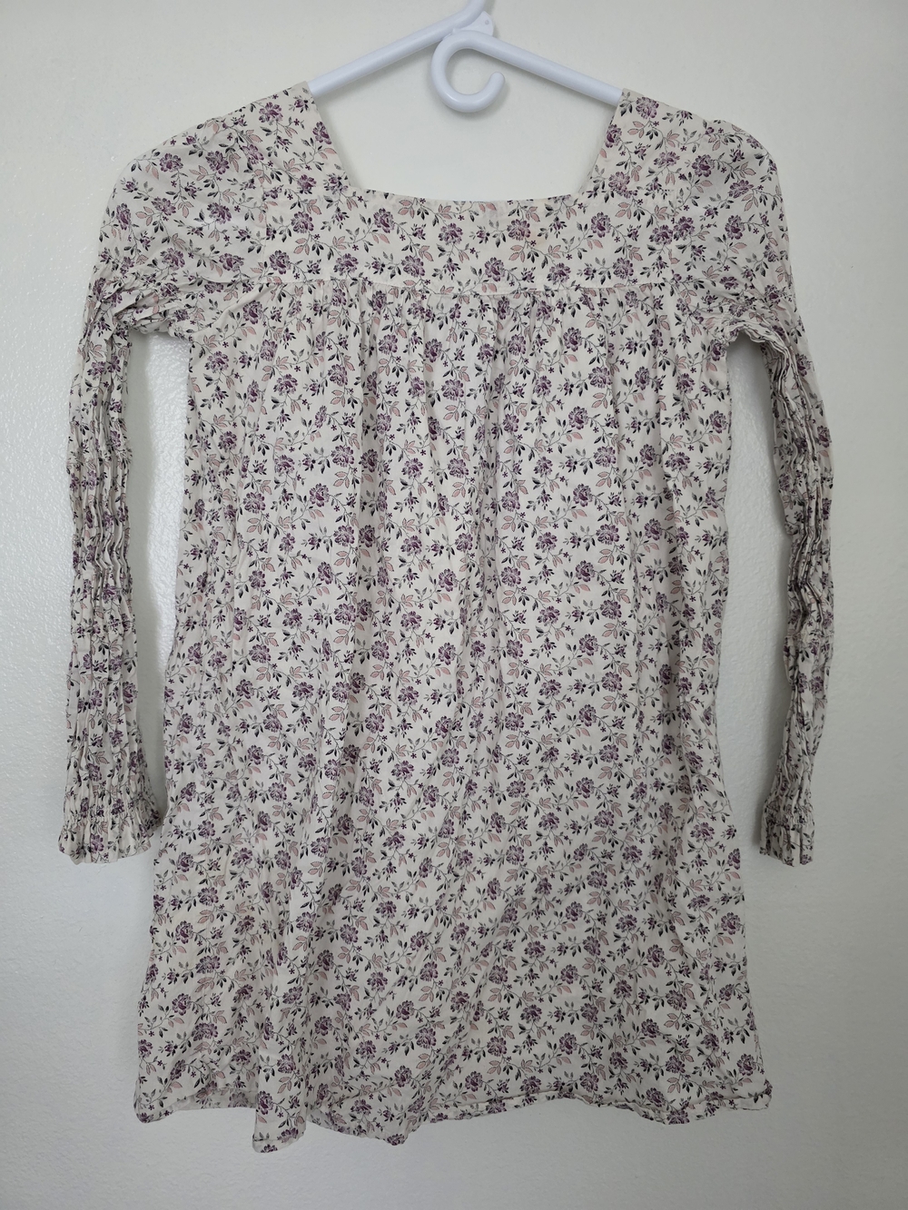 Cream Floral Long Sleeve Tunic